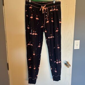 PJ Salvage Black Flamingo Print Joggers